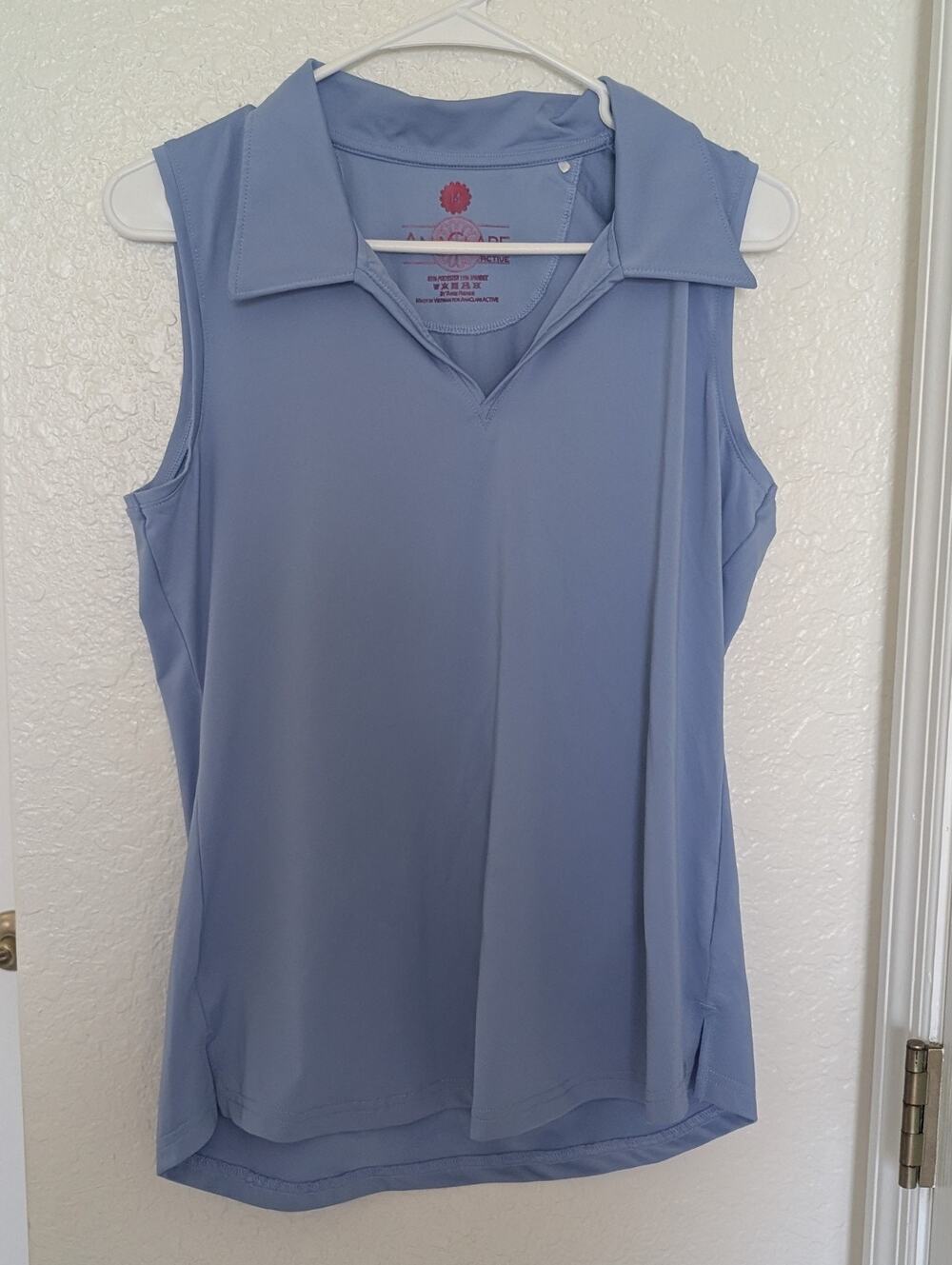 AnaClare Active Women's Blue Sleeveless Collared Golf Polo Breathable M